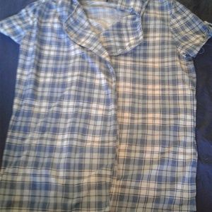 Blue plaid open blouse